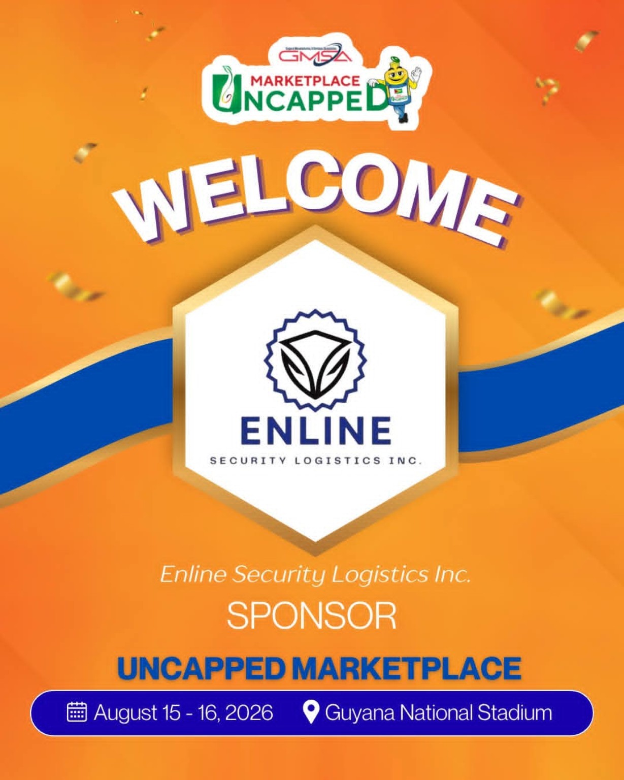 GMSA Marketplace UncappeD sponsor welcome graphic for Enline Security Logistics